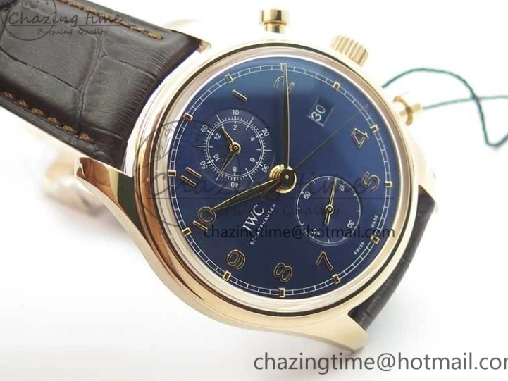 MIROTIME 0101 Portugieser Chrono  42 IW390406 RG ZF 1:1 Best Edition Blue Dial on Brown Leather Strap A Durable 7129